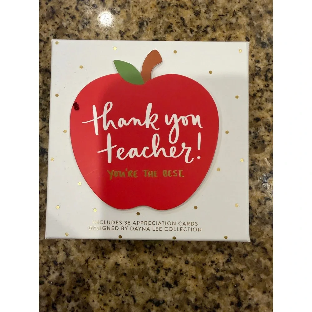 Dayna Lee Collection 36 Teacher Appreciation Cards T824W Apple Gold Polka Dot